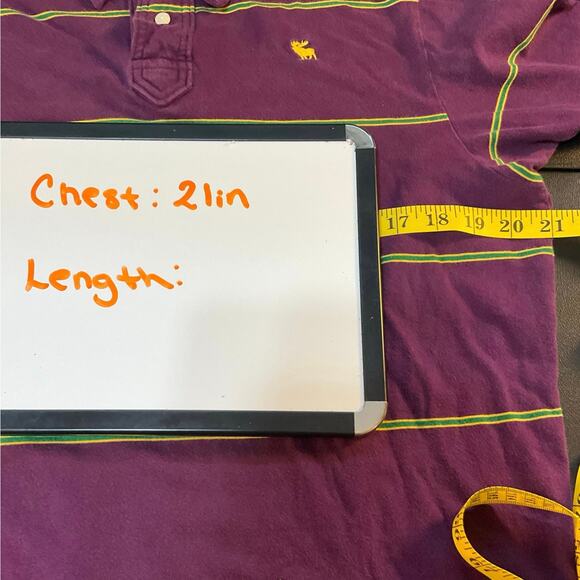 Abercrombie & Fitch Preppy Purple Striped Two Button Short Sleeve Polo Size XL - Picture 7 of 8